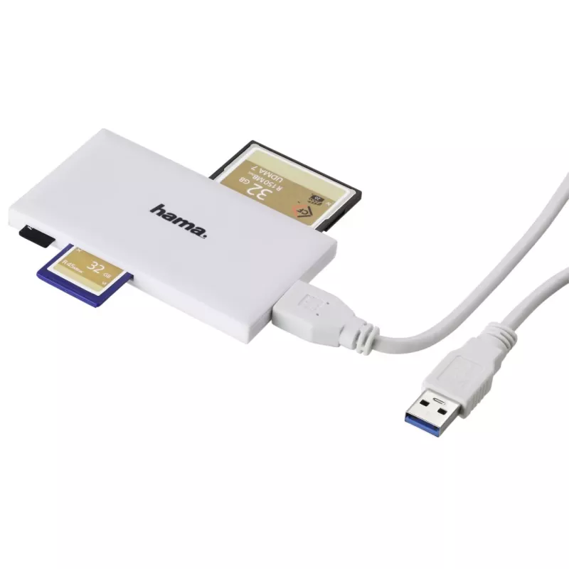 Hama USB 3.0 Multi-Kartenleser, SD/microSD/CF/MS, weiß