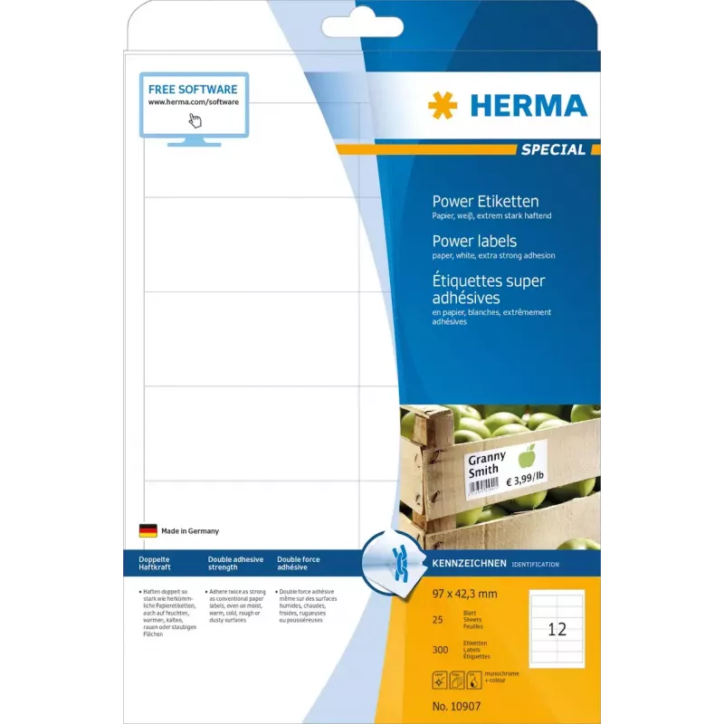 Labels A4 HERMA 10907 weiß extra stark haftend 300 Stück