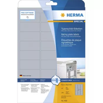 Selbstklebeetikett HERMA 4592 abgerundetes Rechteck Silber