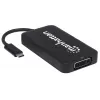Manhattan USB-C Dock/Hub, Anschlüsse (x4): DisplayPort, DVI-I, HDMI oder VGA, Hinweis: Es kann immer nur ein Anschluss verwendet werden, kein externes Netzteil erforderlich, universell für alle Geräte, Kabel 8 cm, Schwarz, drei Jahre Garantie