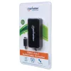 Manhattan USB-C Dock/Hub, Anschlüsse (x4): DisplayPort, DVI-I, HDMI oder VGA, Hinweis: Es kann immer nur ein Anschluss verwendet werden, kein externes Netzteil erforderlich, universell für alle Geräte, Kabel 8 cm, Schwarz, drei Jahre Garantie