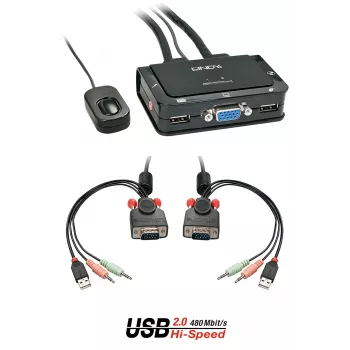 Lindy 2 Port VGA, USB 2.0 & Audio Kabel KVM Switch