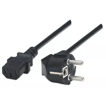 Manhattan Netzkabel, Euro 2-poliger Stecker (CEE 7/4 Schuko) auf C13 Buchse (Kaltgerätestecker), 1,8 m, 16 A, Schwarz, lebenslange Garantie