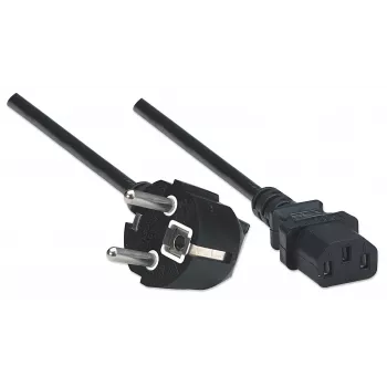 Manhattan Netzkabel, Euro 2-poliger Stecker (CEE 7/4 Schuko) auf C13 Buchse (Kaltgerätestecker), 1,8 m, 16 A, Schwarz, lebenslange Garantie