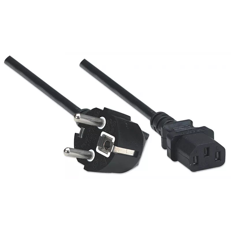 Manhattan Netzkabel, Euro 2-poliger Stecker (CEE 7/4 Schuko) auf C13 Buchse (Kaltgerätestecker), 1,8 m, 16 A, Schwarz, lebenslange Garantie