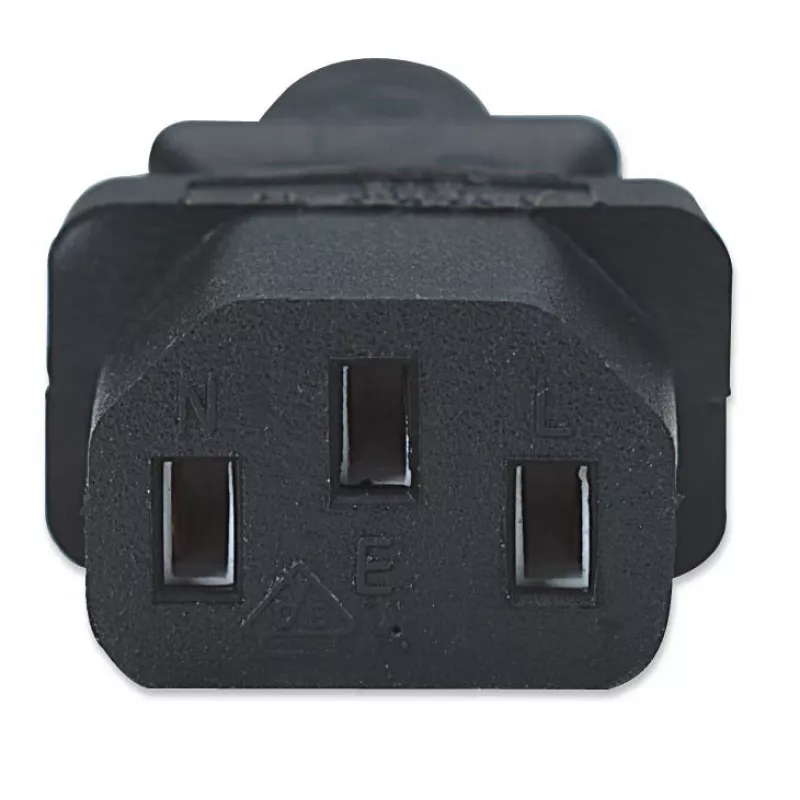 Manhattan Netzkabel, Euro 2-poliger Stecker (CEE 7/4 Schuko) auf C13 Buchse (Kaltgerätestecker), 1,8 m, 16 A, Schwarz, lebenslange Garantie