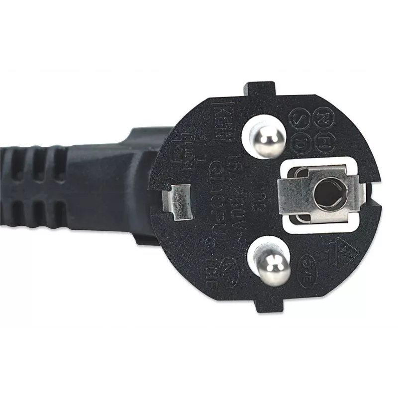 Manhattan Netzkabel, Euro 2-poliger Stecker (CEE 7/4 Schuko) auf C13 Buchse (Kaltgerätestecker), 1,8 m, 16 A, Schwarz, lebenslange Garantie