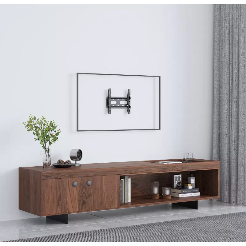 Manhattan Wandhalterung für TV & Monitore (fest, ultraflach), Für Bildschirme 23 Zoll bis 42 Zoll, VESA-Kompatibilität: alle zwischen 75 x 75 mm bis 200 x 200 mm – überprüfen Sie die Abmessungen der vier Befestigungslöcher auf der Rückseite des Bildschirms, um sicherzustellen, dass sie passt, Max. 45 kg, Schwarz, Halterung