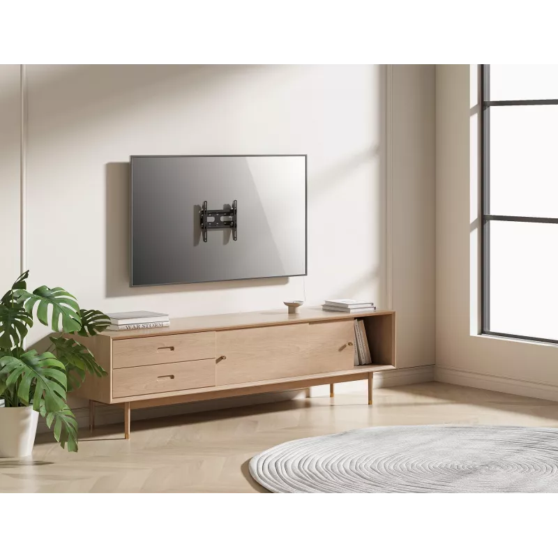 Manhattan Wandhalterung für TV & Monitore (fest, ultraflach), Für Bildschirme 23 Zoll bis 42 Zoll, VESA-Kompatibilität: alle zwischen 75 x 75 mm bis 200 x 200 mm – überprüfen Sie die Abmessungen der vier Befestigungslöcher auf der Rückseite des Bildschirms, um sicherzustellen, dass sie passt, Max. 45 kg, Schwarz, Halterung