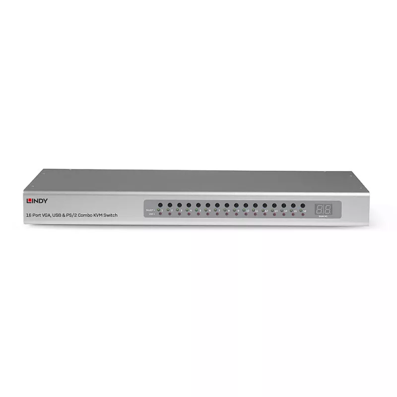 Lindy 16 Port VGA und USB Combo KVM Switch, Rackmontage, Silber