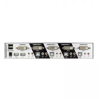 Lindy 4 Port DVI-I Single Link KVM Switch Pro, 2048 x 1536 Pixel, Full HD+, Silber