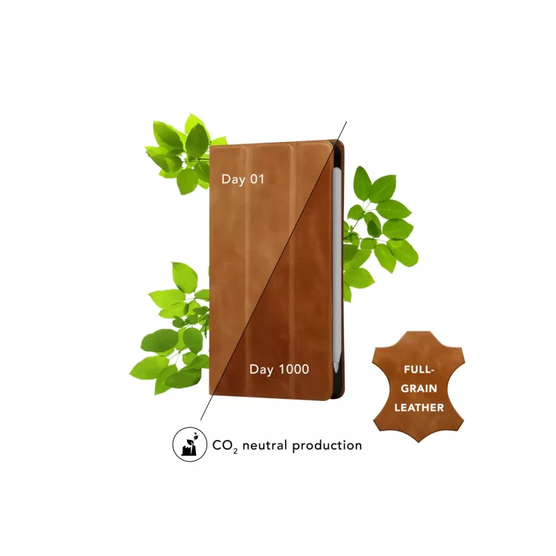 Folio-Case d bramante für iPad Pro 11 Zoll (M5 2025 / M4 2024) – Vollnarbenleder, Standmodus