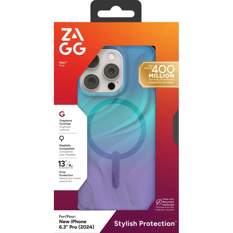 ZAGG Cases Milan Snap Apple iPhone 16 Pro Deep Aurora, Cover, Apple, iPhone 16 Pro, 16 cm (6.3 inch), Blau, Lila