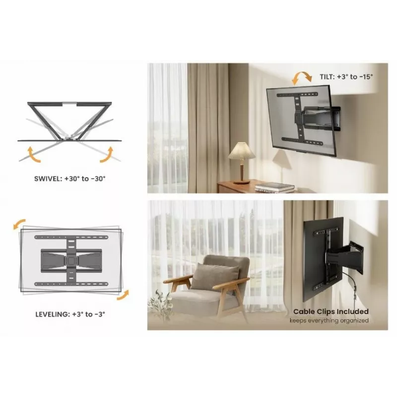 Equip 43-90 Zoll Ultraflache schwenkbare TV-Wandhalterung