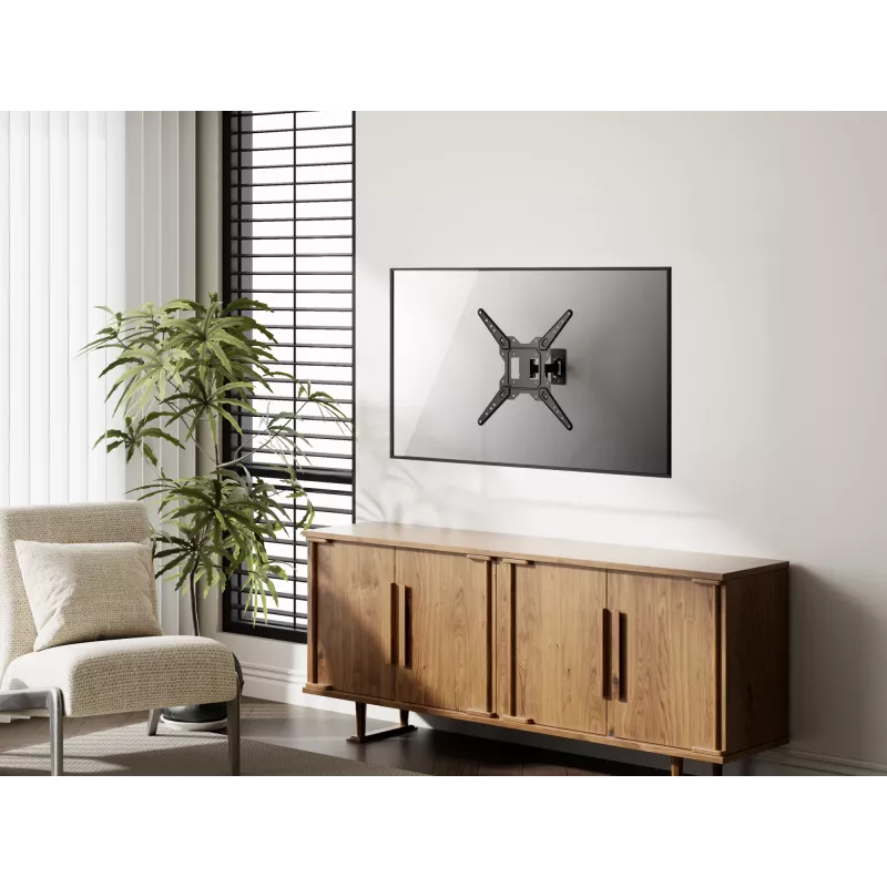 Equip 23 Zoll-55 Zoll Full-Motion TV-Wandhalterung, 100 x 100 mm, 400 x 400 mm, -8 - 5°, -90 - 90°, Edelstahl, Schwarz