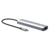 Manhattan USB-C Dock/Hub, Anschlüsse (x6): Ethernet, HDMI, USB-A (x3) und USB-C, mit Power Delivery (PD) 100W – benötigt externes USB-C-Ladegerät (nicht im Lieferumfang). USB-betrieben (kein externes Netzteil erforderlich), wenn PD nicht verwendet wird
