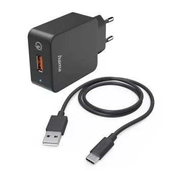 Hama 00201625 mobiles Ladegerät für Mobiltelefon, Smartphone, Tablet Schwarz Innenbereich AC Schnellladung