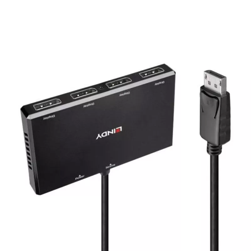 Lindy 4 Port Display Port 1.2 MST Hub, DisplayPort, DisplayPort, 1920 x 1080 (HD 1080), 3840 x 2160, Schwarz, Acrylnitril-Butadien-Styrol (ABS), CE, UKCA, FCC, RoHS & REACH