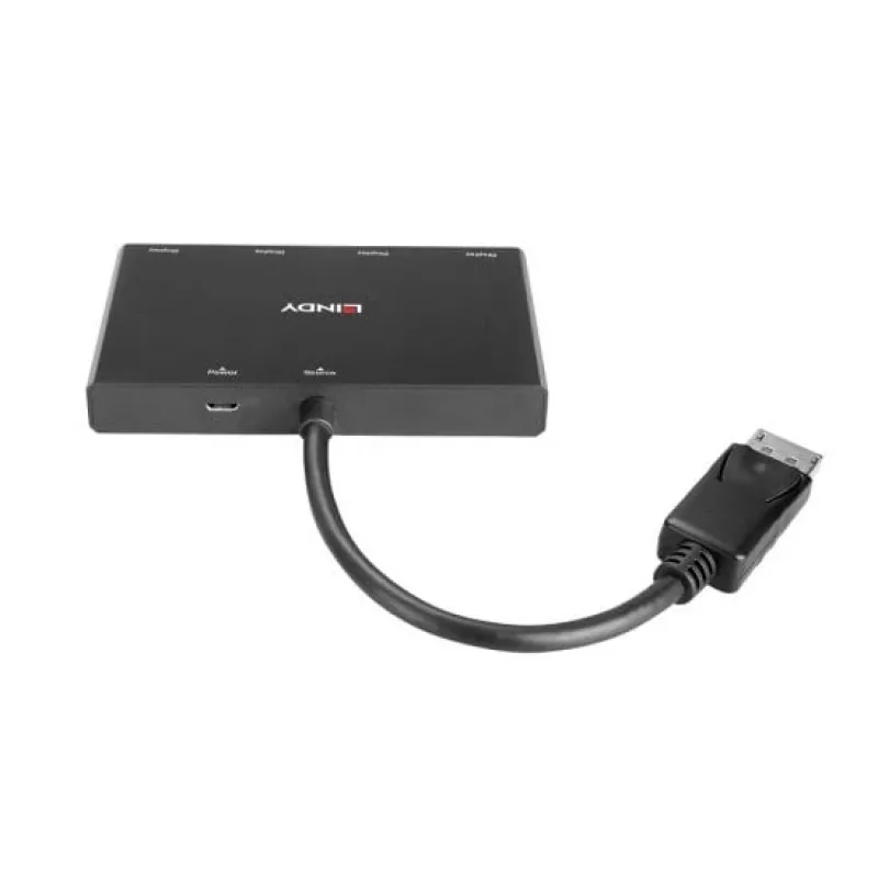 Lindy 4 Port Display Port 1.2 MST Hub, DisplayPort, DisplayPort, 1920 x 1080 (HD 1080), 3840 x 2160, Schwarz, Acrylnitril-Butadien-Styrol (ABS), CE, UKCA, FCC, RoHS & REACH