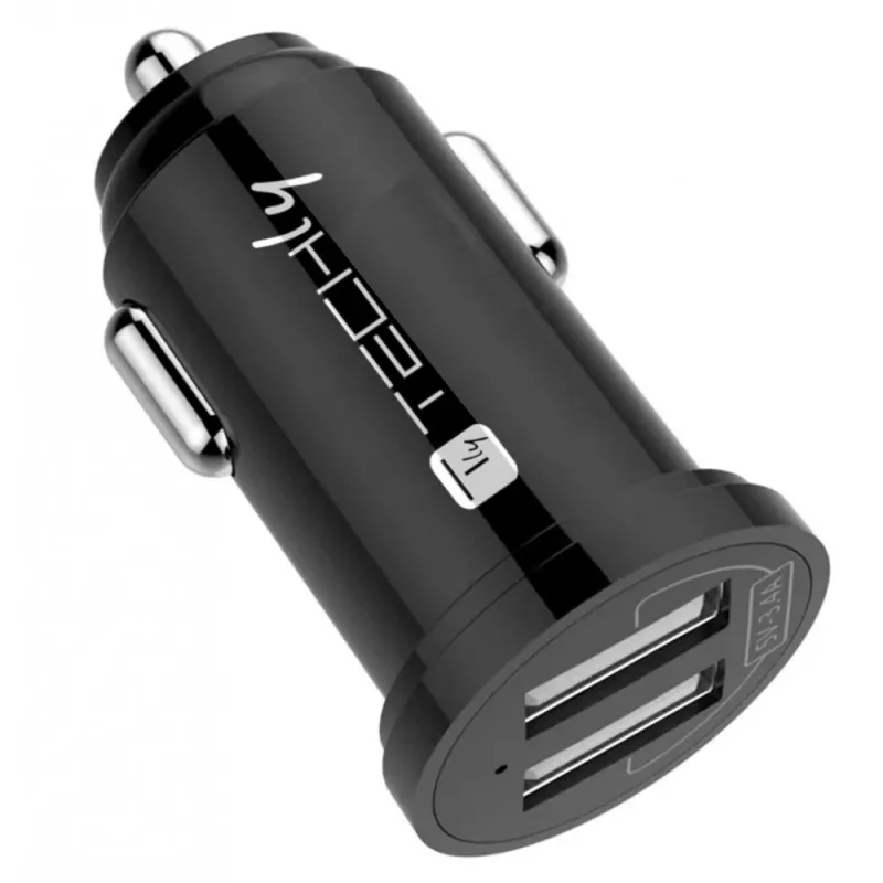 Techly Mini-Autoladegerät 2 USB-A-Anschlüsse 12W / 2.4A Schwarz