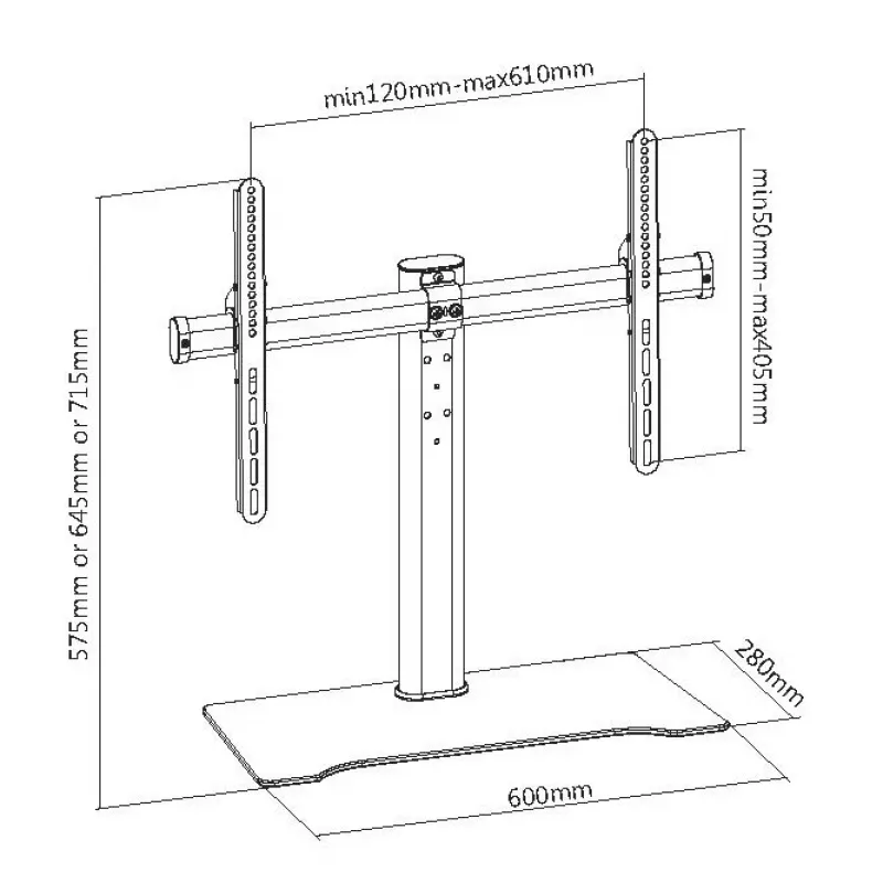 Equip 32″-55″ TV-Tischständer, 81,3 cm (32″), 139,7 cm (55″), 40 kg, 600 x 400 mm, Glas, Metall, Schwarz