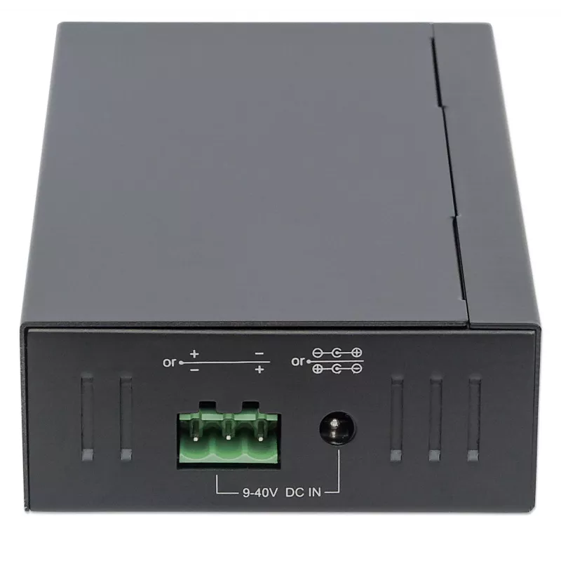 Manhattan USB-A 7-Port Hub Industrial, 7x USB-A Ports, 5 Gbps (USB 3.2 Gen1 aka USB 3.0), 20 kV ESD-Schutz, A/C, Bus- und Klemmleisten-Stromversorgungsoptionen, DIN-Schiene, wandmontierbar, Metallgehäuse, Schraubverriegelung