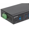 Manhattan USB-A 7-Port Hub Industrial, 7x USB-A Ports, 5 Gbps (USB 3.2 Gen1 aka USB 3.0), 20 kV ESD-Schutz, A/C, Bus- und Klemmleisten-Stromversorgungsoptionen, DIN-Schiene, wandmontierbar, Metallgehäuse, Schraubverriegelung
