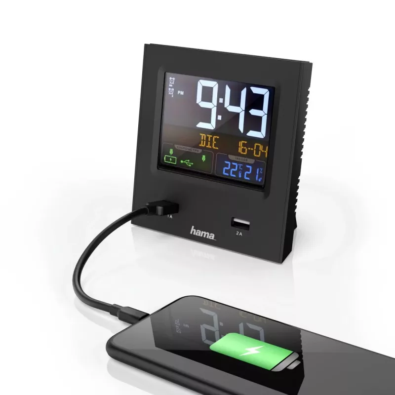 Hama Dual-USB Digitaler Wecker Schwarz