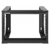 Intellinet 19 Zoll Wandmontage Open Frame Netzwerk-Rack, 6 HE, frontklappbarer Schwenkrahmen Flachverpackung, 2-Pfosten, 45 cm Tiefe, Schwarz RAL 9004