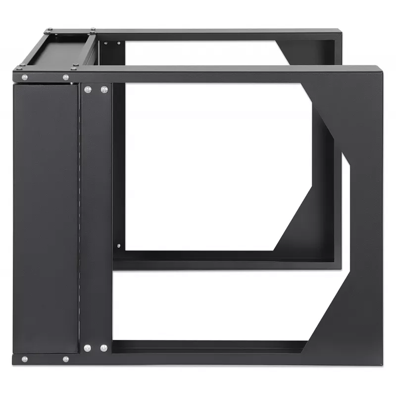 Intellinet 19 Zoll Wandmontage Open Frame Netzwerk-Rack, 6 HE, frontklappbarer Schwenkrahmen Flachverpackung, 2-Pfosten, 45 cm Tiefe, Schwarz RAL 9004
