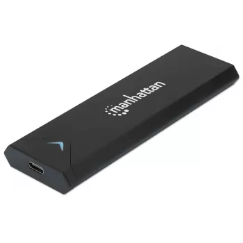 Manhattan M.2 NVMe SSD-Gehäuse, USB-C-Buchse, 10 Gbit/s (USB 3.2 Gen2 alias USB 3.1), UASP-kompatibel, SuperSpeed+ USB, Aluminium, Schwarz, drei Jahre Garantie