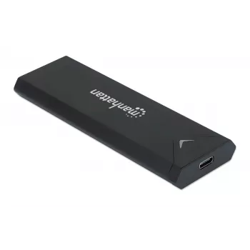 Manhattan M.2 NVMe SSD-Gehäuse, USB-C-Buchse, 10 Gbit/s (USB 3.2 Gen2 alias USB 3.1), UASP-kompatibel, SuperSpeed+ USB, Aluminium, Schwarz, drei Jahre Garantie