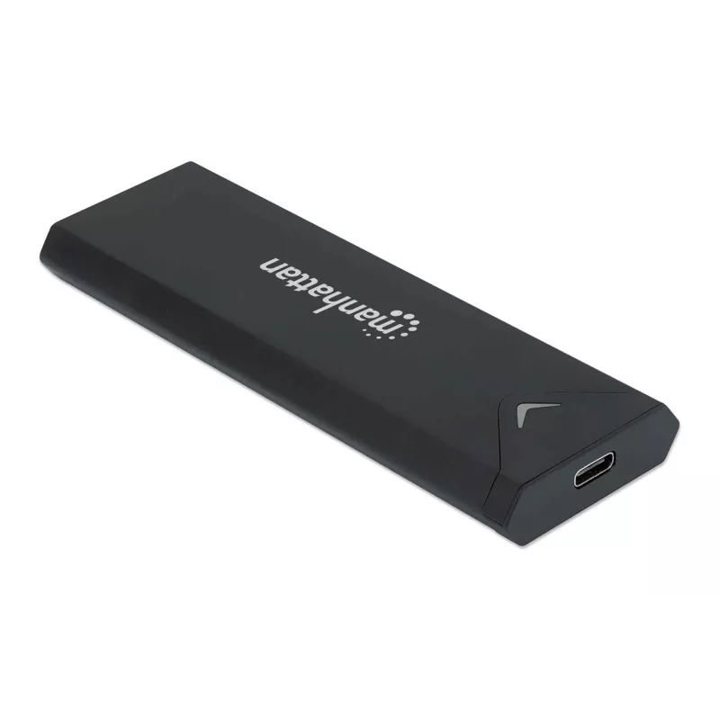 Manhattan M.2 NVMe SSD-Gehäuse, USB-C-Buchse, 10 Gbit/s (USB 3.2 Gen2 alias USB 3.1), UASP-kompatibel, SuperSpeed+ USB, Aluminium, Schwarz, drei Jahre Garantie