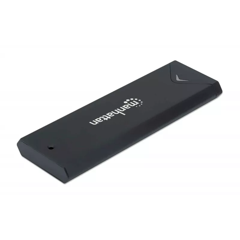 Manhattan M.2 NVMe SSD-Gehäuse, USB-C-Buchse, 10 Gbit/s (USB 3.2 Gen2 alias USB 3.1), UASP-kompatibel, SuperSpeed+ USB, Aluminium, Schwarz, drei Jahre Garantie