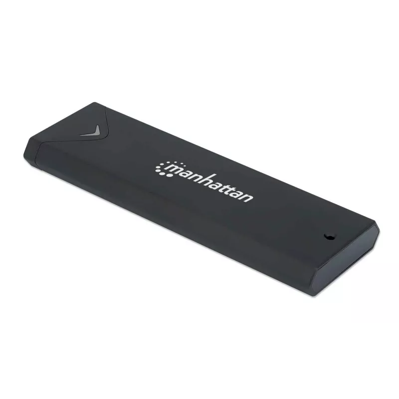 Manhattan M.2 NVMe SSD-Gehäuse, USB-C-Buchse, 10 Gbit/s (USB 3.2 Gen2 alias USB 3.1), UASP-kompatibel, SuperSpeed+ USB, Aluminium, Schwarz, drei Jahre Garantie