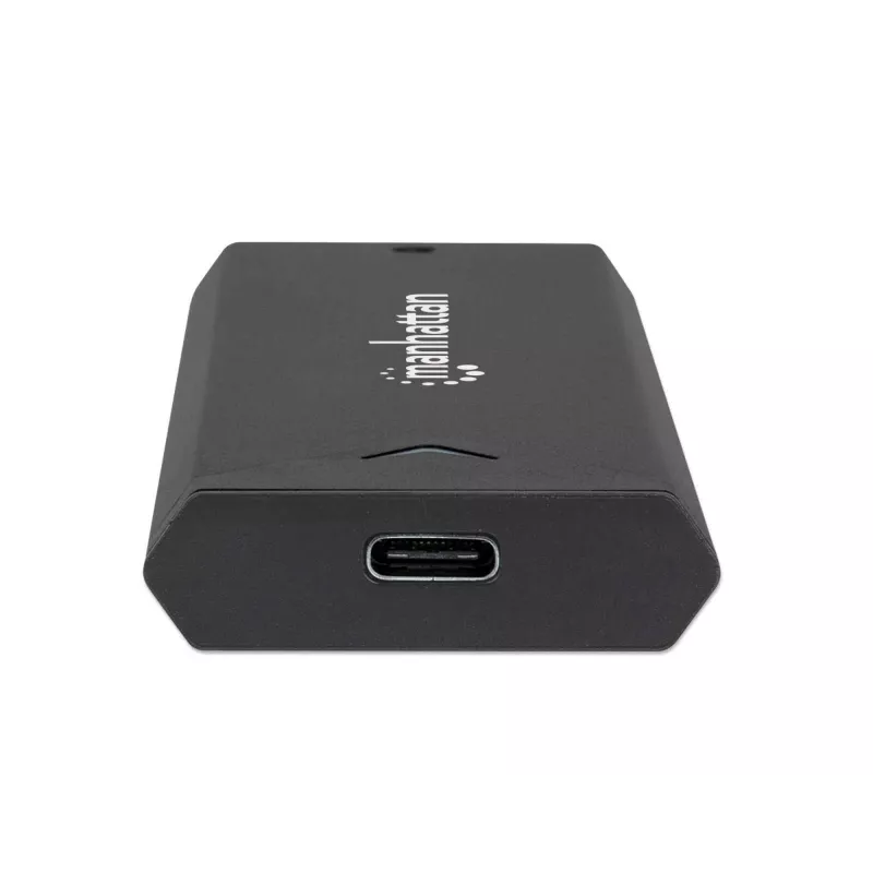Manhattan M.2 NVMe SSD-Gehäuse, USB-C-Buchse, 10 Gbit/s (USB 3.2 Gen2 alias USB 3.1), UASP-kompatibel, SuperSpeed+ USB, Aluminium, Schwarz, drei Jahre Garantie