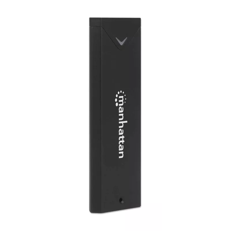 Manhattan M.2 NVMe SSD-Gehäuse, USB-C-Buchse, 10 Gbit/s (USB 3.2 Gen2 alias USB 3.1), UASP-kompatibel, SuperSpeed+ USB, Aluminium, Schwarz, drei Jahre Garantie