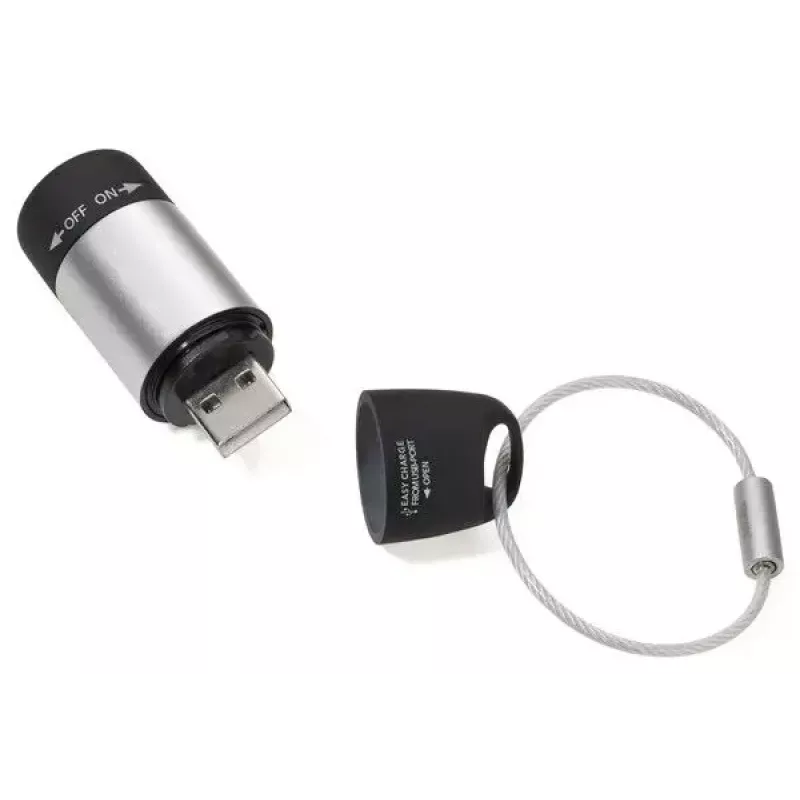 TROIKA ECO CHARGE Schlüsselanhänger-Taschenlampe Schwarz Grau LED USB