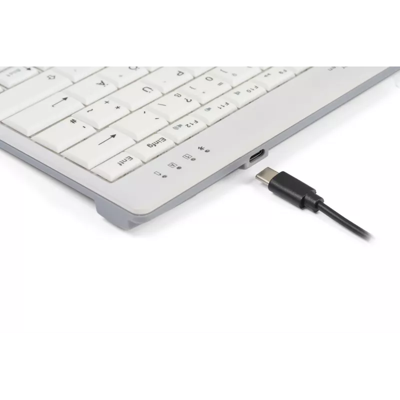 BakkerElkhuizen UltraBoard 950 V2 Wireless UK Qwerty, Tenkeyless (80 - 87%), Kabelgebunden & Kabellos, USB + Bluetooth, Scherenschalter, QWERTY, Dunkelgrau, Hellgrau