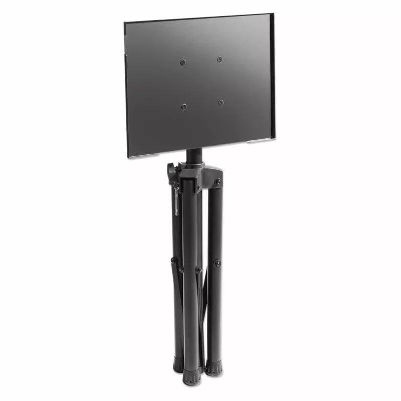 Manhattan Stativ-Bodenständer für TV/Monitor/Projektor/Laptop, Für Bildschirme: 13 Zoll bis 32 Zoll, VESA-Kompatibilität: 75x75 und 100x100 mm – prüfen Sie die Abmessungen der vier Befestigungslöcher auf der Rückseite des Bildschirms, um sicherzustellen, dass sie passen, Max. 15 kg, Höhenverstellbar, Schwarz, Halterung