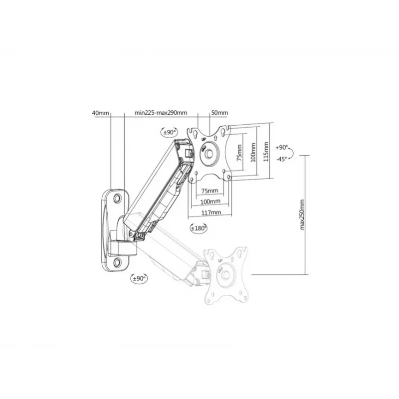 Equip 17 Zoll-32 Zoll Einzelmonitor-Wandhalterung, Armlänge: 334 mm
