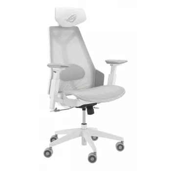 PC-Gaming-Stuhl Asus ROG Destrier Ergo Core White — Mesh-Sitzfläche, maximale Belastung 136 kg, Breite 720 mm, Tiefe 840 mm, Höhe 129–137,5 cm
