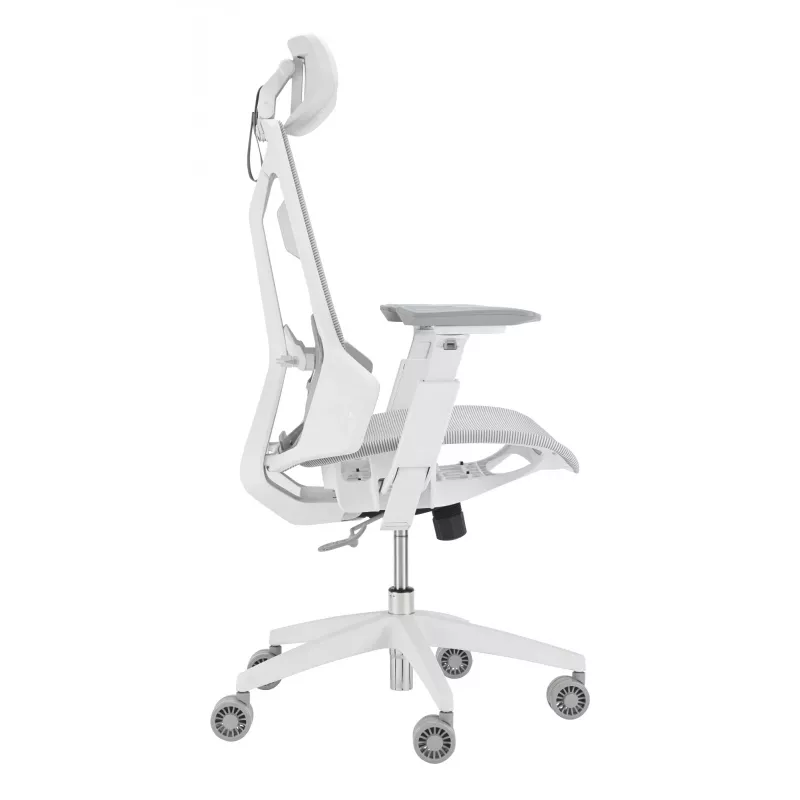 PC-Gaming-Stuhl Asus ROG Destrier Ergo Core White — Mesh-Sitzfläche, maximale Belastung 136 kg, Breite 720 mm, Tiefe 840 mm, Höhe 129–137,5 cm