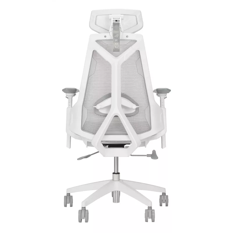 PC-Gaming-Stuhl Asus ROG Destrier Ergo Core White — Mesh-Sitzfläche, maximale Belastung 136 kg, Breite 720 mm, Tiefe 840 mm, Höhe 129–137,5 cm