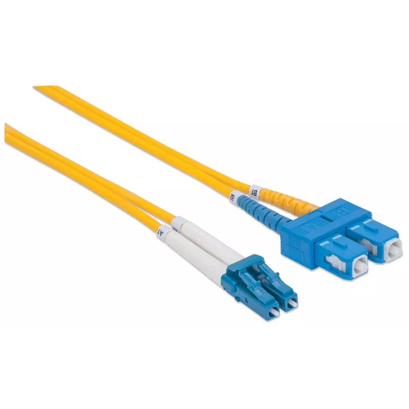 Intellinet Glasfaser-Patchkabel, OS2, LC/SC, 2 m, Gelb, Duplex, Singlemode, 9/125 µm, LSZH, Glasfaser, Lebenslange Garantie