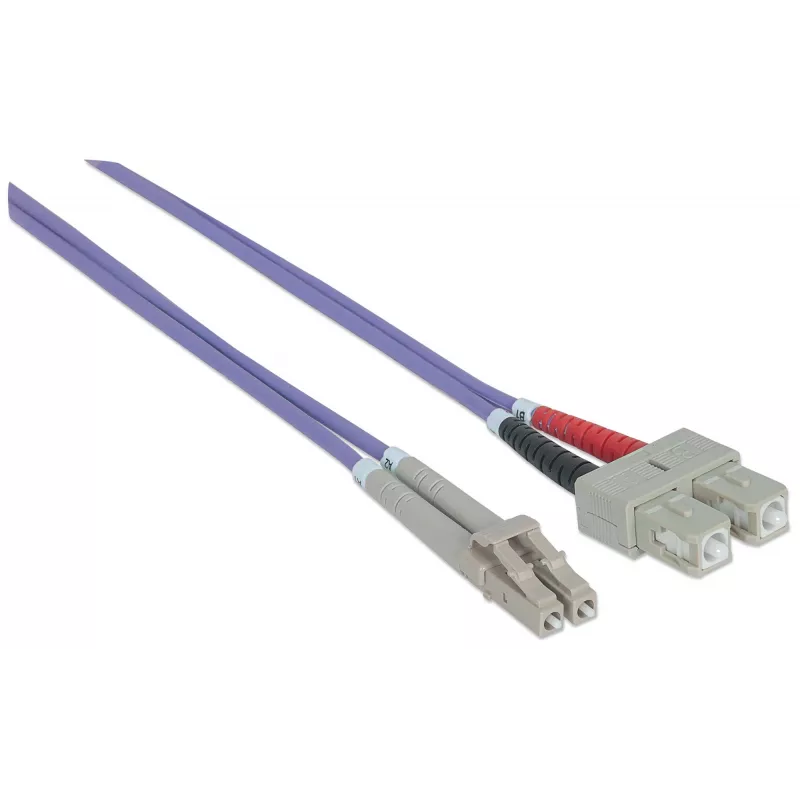 Intellinet Glasfaser-Patchkabel, OM4, LC/SC, 3m, Violett, Duplex, Multimode, 50/125 µm, LSZH, Glasfaser, Lebenslange Garantie