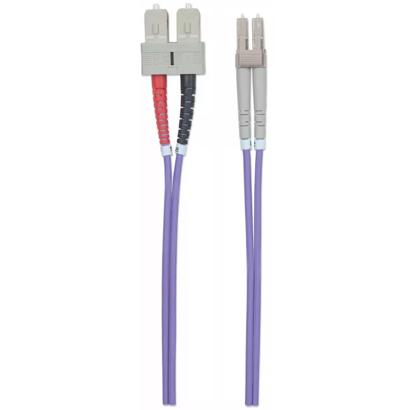 Intellinet Glasfaser-Patchkabel, OM4, LC/SC, 3m, Violett, Duplex, Multimode, 50/125 µm, LSZH, Glasfaser, Lebenslange Garantie