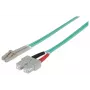 Intellinet Glasfaser-Patchkabel, OM3, LC/SC, 2m, Aqua, Duplex, Multimode, 50/125 µm, LSZH, Glasfaser, lebenslange Garantie