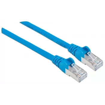 Intellinet Netzwerk-Patchkabel, Cat6A, 10 m, Blau, Kupfer, S/FTP, LSOH / LSZH, PVC, RJ45, vergoldete Kontakte, rastnasenschutz, mit Tülle, lebenslange Garantie