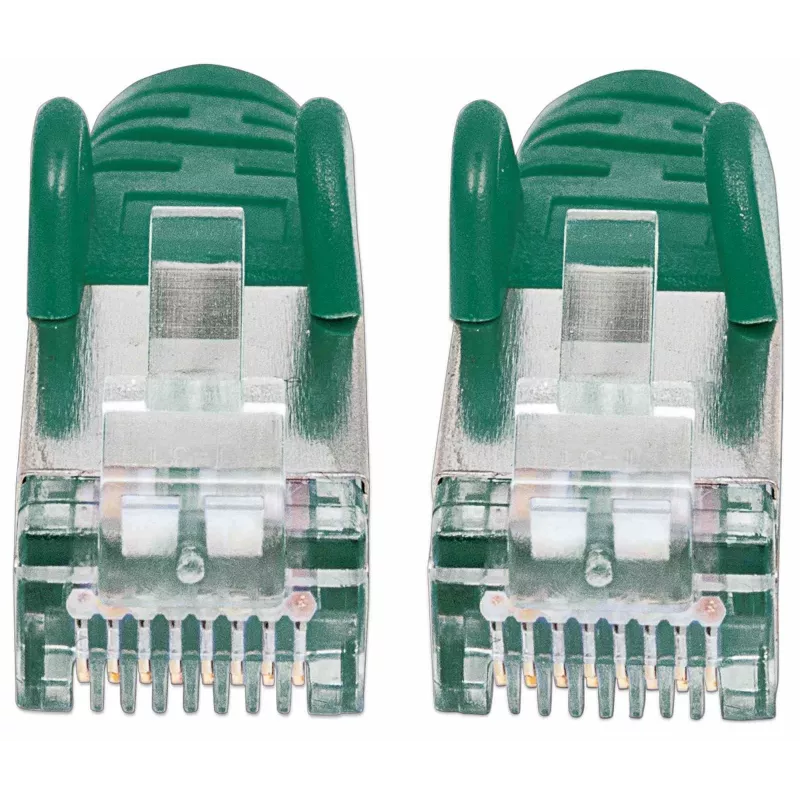 Intellinet Netzwerk-Patchkabel, Cat7-Kabel/Cat6A-Stecker, 7,5 m, Grün, Kupfer, S/FTP, LSOH/LSZH, PVC, RJ45, vergoldete Kontakte, Knickschutztülle, Tüllen-Schutz, lebenslange Garantie